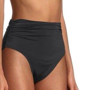 Miraclesuit Magicsuit Swim Bottom 16 XL High Waist Solid Black Ruched Sides‎ NWT